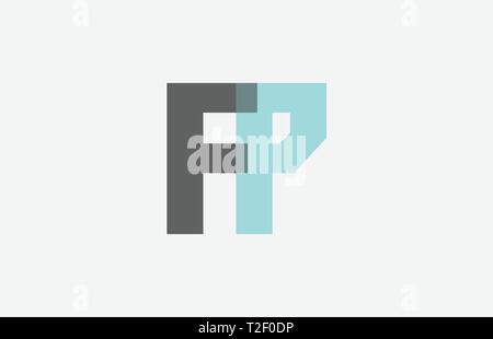 grey pastel blue alphabet letter FP F P logo combination design suitable for a company or business Stock Vector
