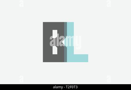 alphabet letter bl b l logo combination in blue and grey colors
