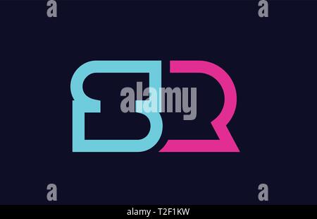 Colorful pink and blue SR s r letter design logo logotype concept with ...