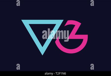 Colorful pink and blue VG v g letter design logo logotype concept with ...