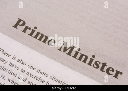 Maski,Karnataka,India - JANUARY,092019  Prime Minister printed on paper Stock Photo