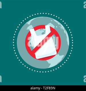 Say no to plastic bags. Stop plastic pollution concept. Stock Vector