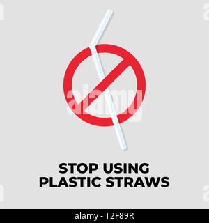 Stop using plastic straws. Stock Vector