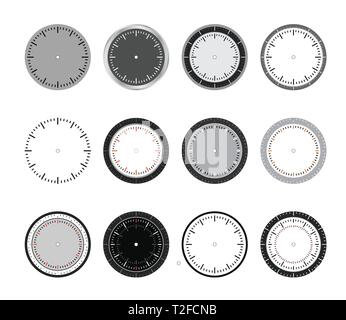 Clock face set time pattern modern isolated decoration vector design shape illustration Stock Vector