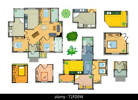 Set plan outline drawing, technological conceptual background for business Stock Vector