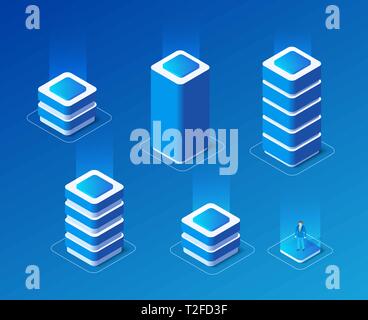 Isometric server equipment. Vector illustration Stock Vector Image ...
