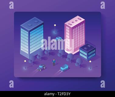 Set of modern isometric buildings and plants for sites and games Stock ...