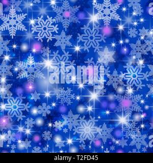Christmas background seamless repeating tile festive garlands, snowflakes and lights Stock Vector