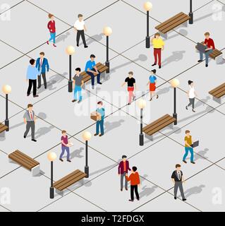 Lifestyle illustration of urban life. Isometric picture Stock Vector ...