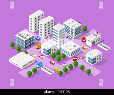 Isometric set city with skyscrapers with houses Stock Vector Image ...