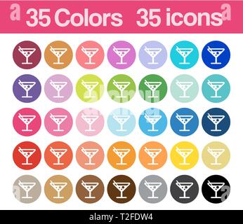 Cocktail party printable icons for graphics planner sticker and decoration shapes and label illustration for organizer scrapbook symbol collection Stock Vector