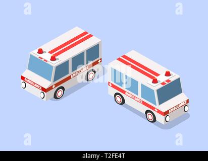 Ambulance car isometric avto van bus paramedic Stock Vector