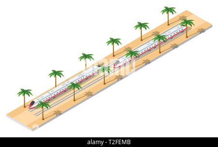 Ticket train online business concept illustration banner Stock Vector