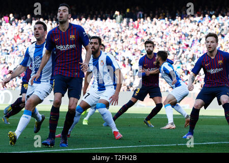 Barcelona, Spain. Credit: D. 30th Mar, 2019. Two team group Football/Soccer : Spanish Primera Division 'Liga Santander' match between FC Barcelona 2-0 RCD Espanyol at Camp Nou stadium in Barcelona, Spain. Credit: D .Nakashima/AFLO/Alamy Live News Stock Photo