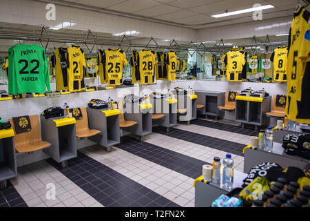 ARNHEM, 02-04-2019, GelreDome, season 2018 / 2019, inside view of the dressing room of Vitesse Stock Photo