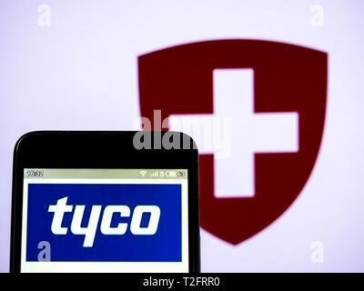 Ukraine. 2nd Apr, 2019. In this photo illustration a Tyco International Ltd. logo seen displayed on a smart phone. Credit: Igor Golovniov/SOPA Images/ZUMA Wire/Alamy Live News Stock Photo