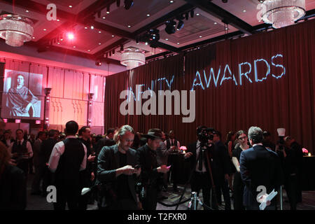 New York, New York, USA. 2nd Apr, 2019. Atmosphere during the International Center of Photography's Infinity Awards held at Zeigfeld Theater on April 2, 2019 in New York City. Credit: Mpi43/Media Punch/Alamy Live News Stock Photo