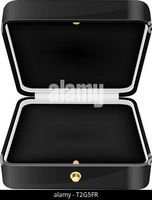 Black jewelry box. Open empty box. Vector 3d illustration isolated on white background Stock Vector