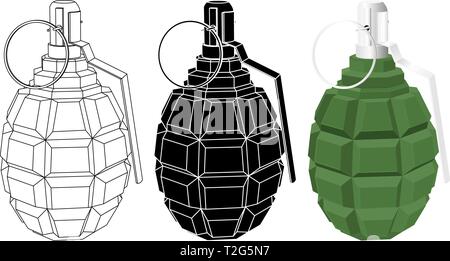 Military hand grenade. Vector illustration isolated on white background Stock Vector
