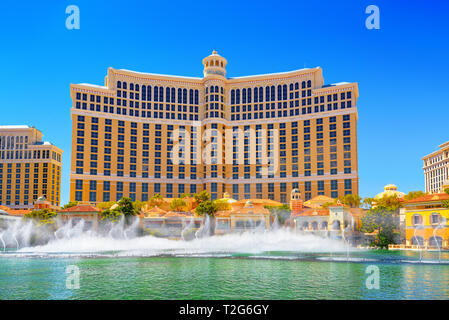 Las Vegas, Nevada, USA - September 16, 2018: Main street of Las Vegas is the Strip. Casino Bellagio.