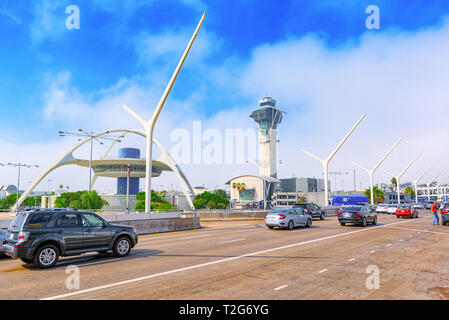 Los Angelos, California, USA - September 08, 2018: Terminal view of Los Angeles Airport named by Tom Bradley. Stock Photo