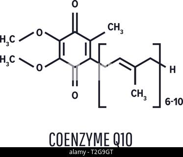 Coenzyme Q10 molecule, chemical structure. Skeletal formula Stock Vector