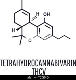 Tetrahydrocannabivarin Chemical formulas of natural cannabinoids. Stock Vector