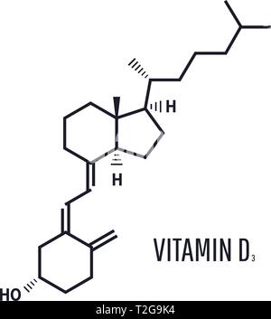 Vitamin D D3, cholecalciferol molecule. Skeletal formula. vitamin d formula is ensuring the absorption of calcium and phosphorus from food Stock Vector