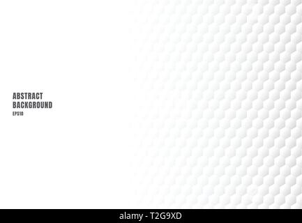 Abstract white hexagon embossed pattern background and texture with copy space. Luxury style. Vector illustration Stock Vector
