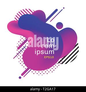 Abstract purple and pink liquid shape fluid design background with geometric lines, dots pattern. Template use for banner web or print design. Vector  Stock Vector