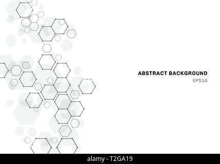 Abstract hexagonal molecule structure of neurons system. Digital technology background. Future geometric template. Vector illustration Stock Vector