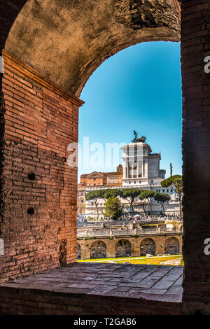 Views of the Mercati Traianei (Traiano's Market), part of the Imperial Forums, in Rome, Lazio Italy - Altare della Pace From Mercati Traianei Stock Photo