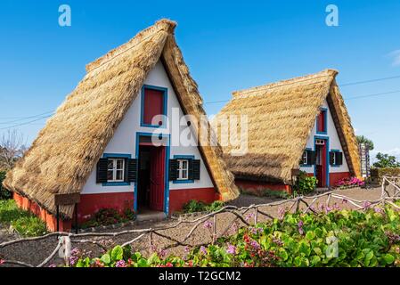 Traditional thatched houses, Santana, Madeira, Portugal Stock Photo