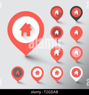Collection of various pointers with home icon Stock Vector