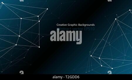 Digital tech neural network connections, polygonal abstract background with copy space Stock Vector