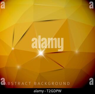 Abstract vector 3D realistic yellow background made from triangles Stock Vector