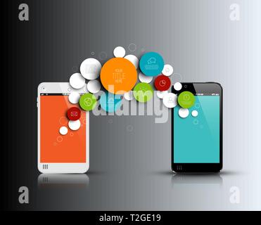 Dark Vector abstract phone illustration / infographic template with place for your content Stock Vector