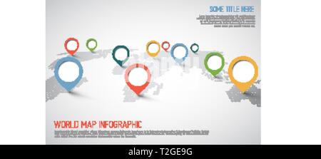 World map with pointer marks -  communication concept Stock Vector
