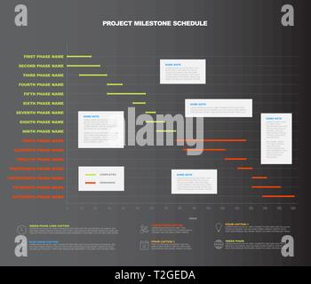 Vector project timeline graph - gantt progress chart of project - dark ...
