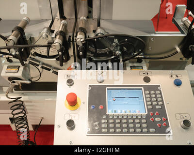 programmable remote control CNC milling rolling machine with digital computer. industrial equipment for heavy industry manufacture factory, plant, fac Stock Photo