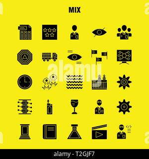 Mix Solid Glyph Icons Set For Infographics, Mobile UX/UI Kit And Print Design. Include: Cog, Gear, Settings, Setting, Flask, Lab, Test, Tube, Icon Set Stock Vector