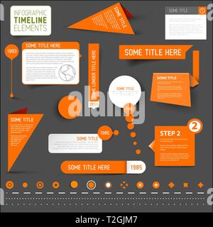 Vector Orange infographic timeline elements / template on dark gray background Stock Vector