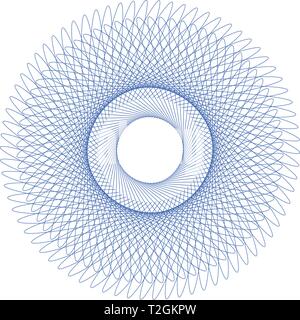 Abstract wireframe blue concentric circles pattern, formed by curved parallel lines. Minimal, simple graphic asset that can be easily shaped and color Stock Vector