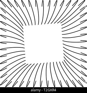 Abstract wireframe black square frame, formed by curved parallel lines. Minimal, simple graphic asset that can be easily shaped and colored with Adobe Stock Vector