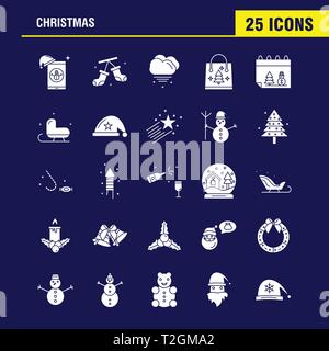 Christmas Solid Glyph Icons Set For Infographics, Mobile UX/UI Kit And Print Design. Include: Santa Clause, Santa, Christmas, Winters, Santa Clause, S Stock Vector