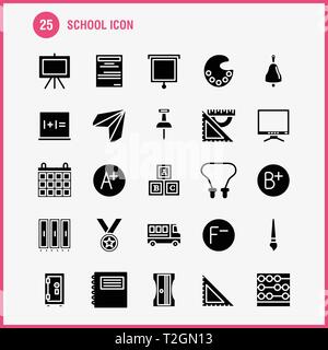 School Icon Solid Glyph Icon Pack For Designers And Developers. Icons Of Education, File, Paper, School, Art, College, Paint, Painting, Vector Stock Vector