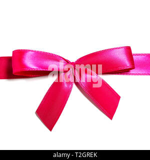 Pink ribbon bow cut out, isolated on white background Stock Photo