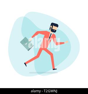 Businessman running with briefcase. Stock Vector