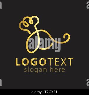 Chef hat and elephant line logo icon vector template Stock Vector