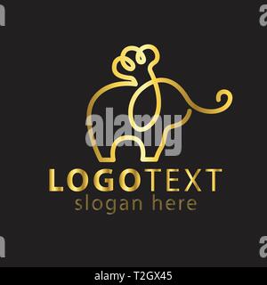 Chef hat and elephant line logo icon vector template Stock Vector